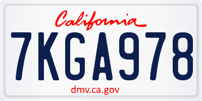 CA license plate 7KGA978