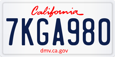 CA license plate 7KGA980