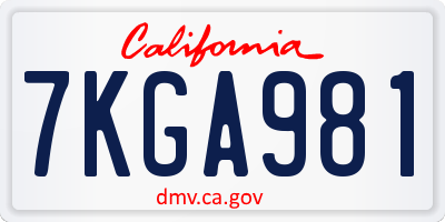 CA license plate 7KGA981