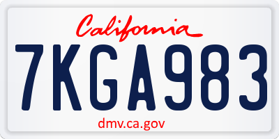 CA license plate 7KGA983