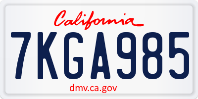 CA license plate 7KGA985
