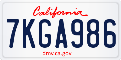 CA license plate 7KGA986