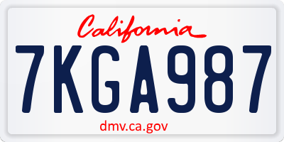 CA license plate 7KGA987