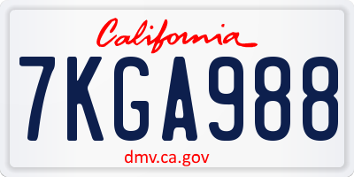 CA license plate 7KGA988