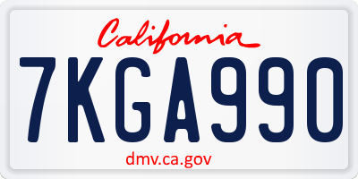 CA license plate 7KGA990