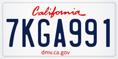 CA license plate 7KGA991