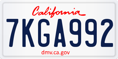 CA license plate 7KGA992
