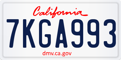 CA license plate 7KGA993