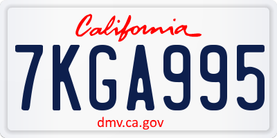 CA license plate 7KGA995