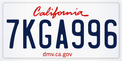CA license plate 7KGA996