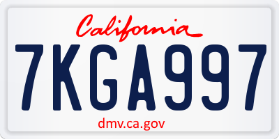 CA license plate 7KGA997