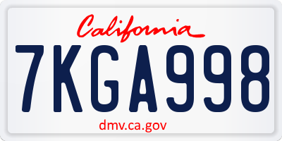 CA license plate 7KGA998