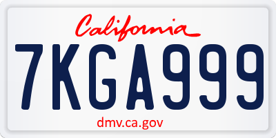 CA license plate 7KGA999