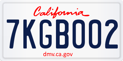 CA license plate 7KGB002