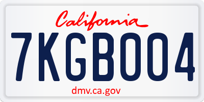 CA license plate 7KGB004