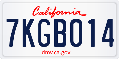 CA license plate 7KGB014