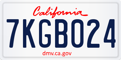 CA license plate 7KGB024