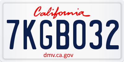 CA license plate 7KGB032