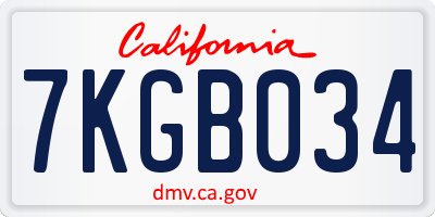 CA license plate 7KGB034