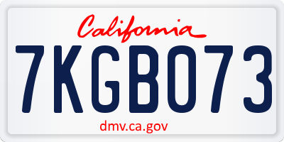 CA license plate 7KGB073