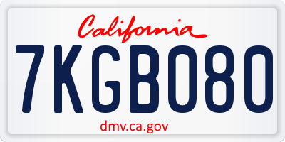 CA license plate 7KGB080