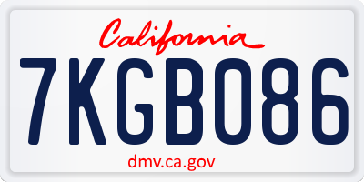CA license plate 7KGB086