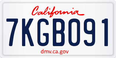 CA license plate 7KGB091