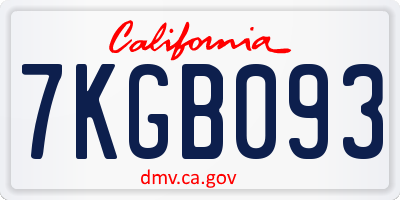 CA license plate 7KGB093