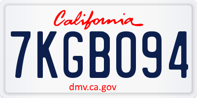CA license plate 7KGB094