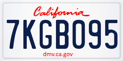 CA license plate 7KGB095