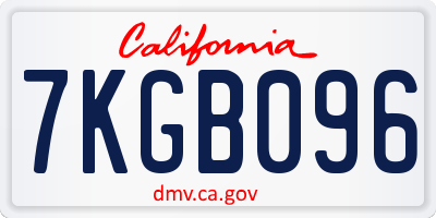 CA license plate 7KGB096