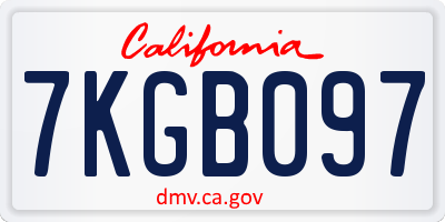 CA license plate 7KGB097