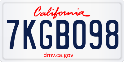CA license plate 7KGB098
