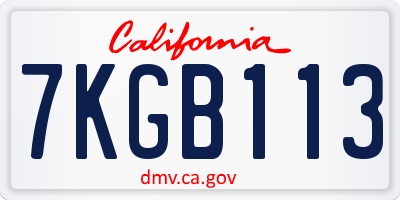 CA license plate 7KGB113