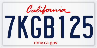 CA license plate 7KGB125