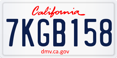 CA license plate 7KGB158