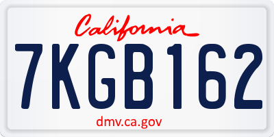 CA license plate 7KGB162