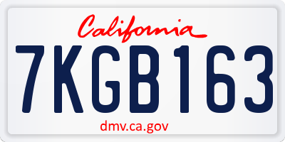 CA license plate 7KGB163