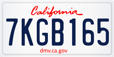 CA license plate 7KGB165