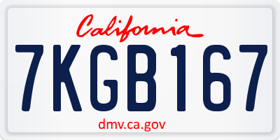 CA license plate 7KGB167