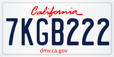 CA license plate 7KGB222