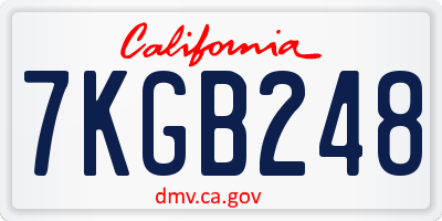 CA license plate 7KGB248