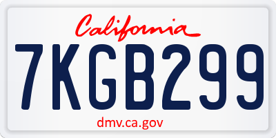 CA license plate 7KGB299