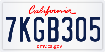 CA license plate 7KGB305