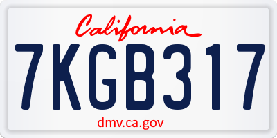 CA license plate 7KGB317