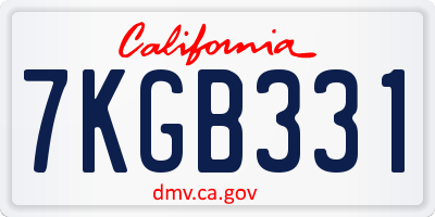 CA license plate 7KGB331