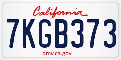 CA license plate 7KGB373