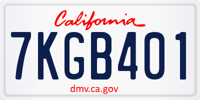 CA license plate 7KGB401