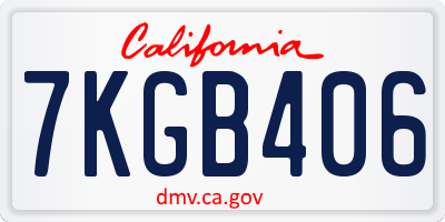 CA license plate 7KGB406