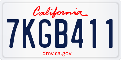 CA license plate 7KGB411